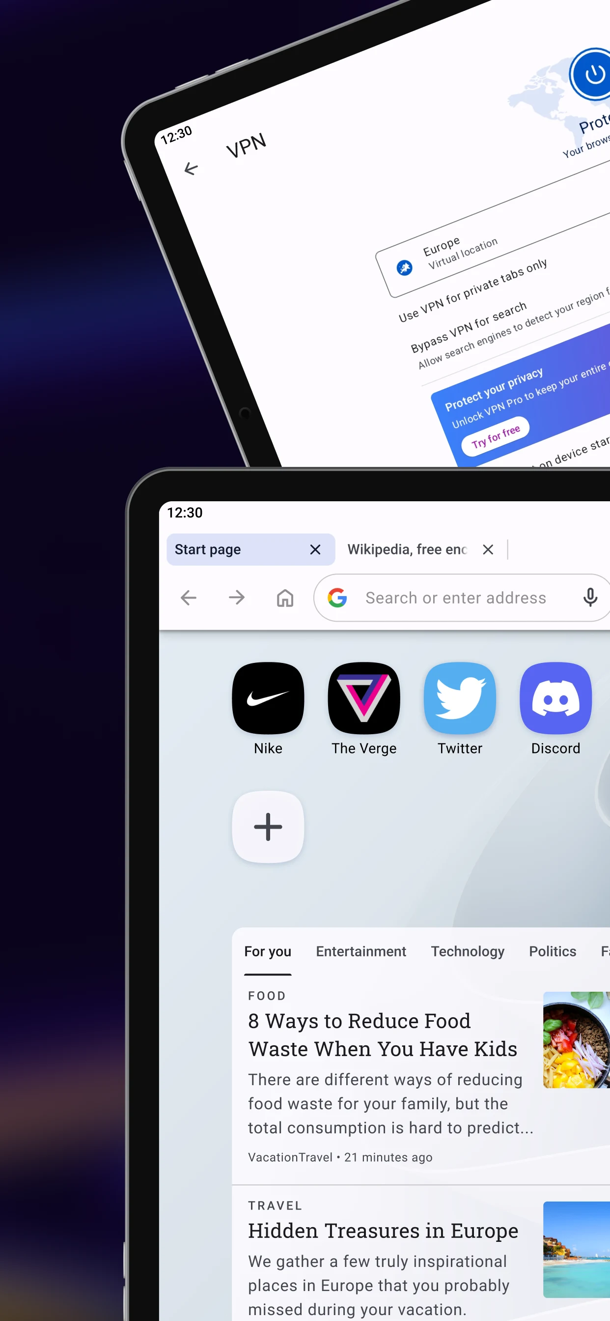 Opera browser beta with AI screenshot